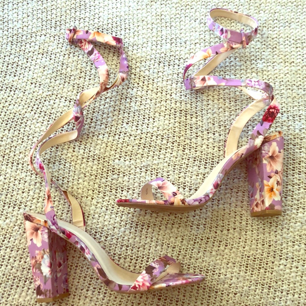 Strappy floral heels